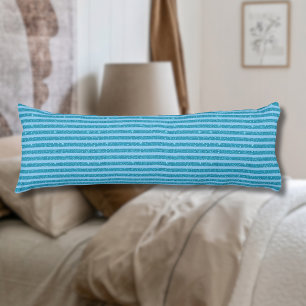 Coussins Longs Bandes horizontales de style paillettes bleu océan
