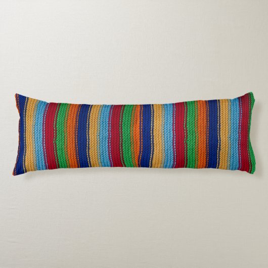 Coussins Longs Bandes tricotées colorées (Devant)