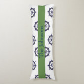 Coussins Longs Barre de Navire Nautionique Vert et Bleu (Devant (Vertical))