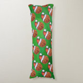 Coussins Longs Basket-ball de Santa Hat sur Green (Devant (Vertical))