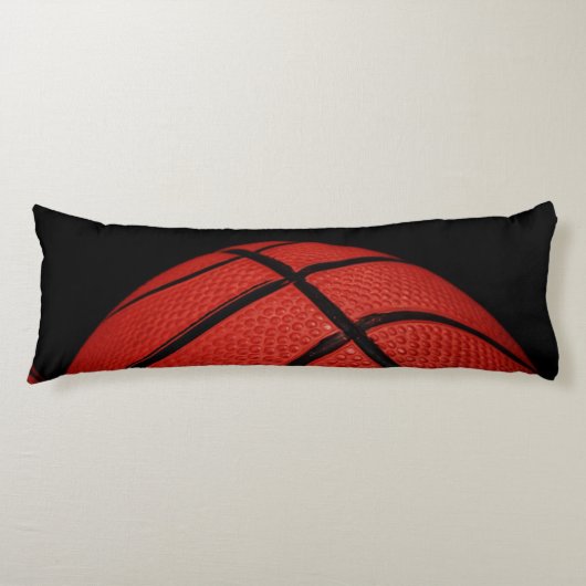 Coussins Longs Basket-ball Gros plan orange et noir (Devant)