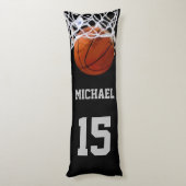 Coussins Longs Basket-ball Votre nom (Dos (Vertical))