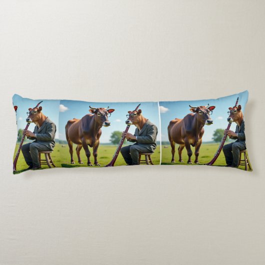 Coussins Longs Bassoon Cow Duo Body Pillow – Whimsical Musical Il (Dos)