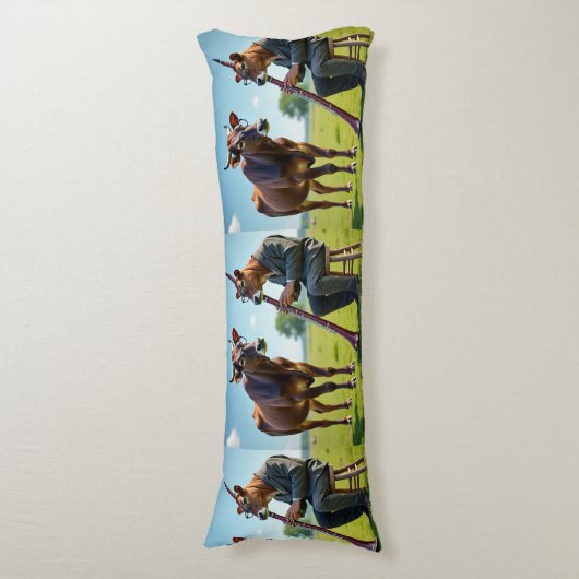 Coussins Longs Bassoon Cow Duo Body Pillow – Whimsical Musical Il (Devant (Vertical))