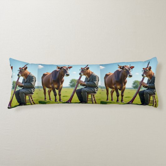 Coussins Longs Bassoon Cow Duo Body Pillow – Whimsical Musical Il (Devant)