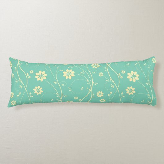 Coussins Longs Beau Beige clair & Vert Délicieuse Motif Floral (Devant)