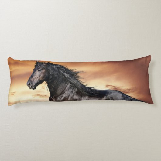 Coussins Longs Beau Cheval Noir (Dos)