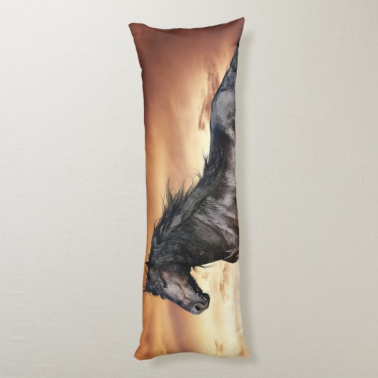 Coussins Longs Beau Cheval Noir (Dos (Vertical))