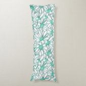 Coussins Longs Beau design floral Turquoise et blanc (devant Vertical)