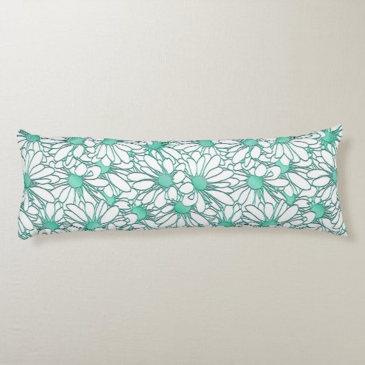 Coussins Longs Beau design floral Turquoise et blanc (Dos)