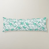 Coussins Longs Beau design floral Turquoise et blanc (Devant)