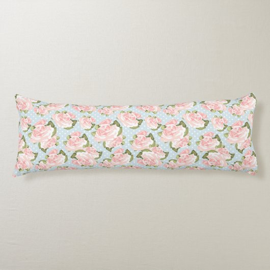 Coussins Longs Beau motif de rose avec le pois bleu (Devant)