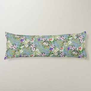Coussins Longs Beau motif floral Rose Fleur sauvage vert