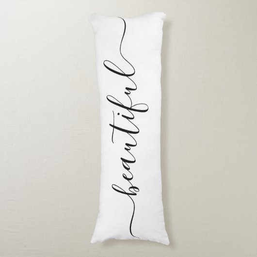 Coussins Longs Beau NOM Blanc noir Script réversible (devant Vertical)