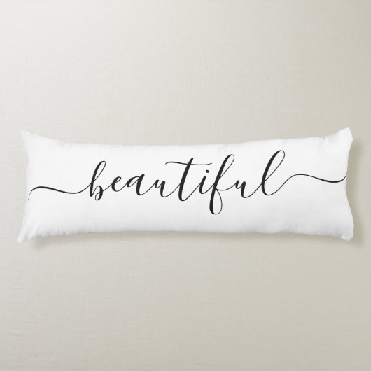 Coussins Longs Beau NOM Blanc noir Script réversible (Devant)
