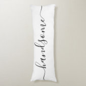 Coussins Longs Beau NOM Blanc noir Script réversible (devant Vertical)