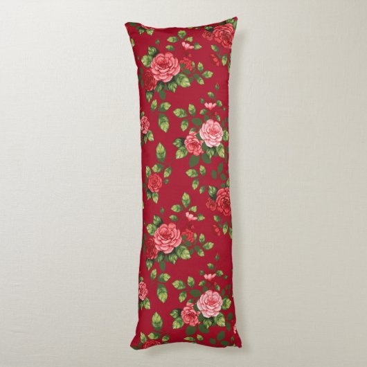 Coussins Longs Beau Oreiller Motif Rose Rouge (Dos (Vertical))