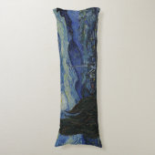 Coussins Longs Beau paysage Bleu nuit Ciel d'or étoiles (Devant (Vertical))