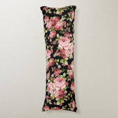 Coussins Longs Beau Roses à motifs floraux avec feuillage vert (Devant (Vertical))