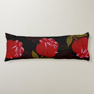 Coussins Longs Beau Rouge translucide rose motif de broderie