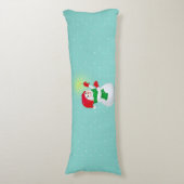 Coussins Longs Beau Snowman sur Oreiller Corps Turquoise clair (Devant (Vertical))
