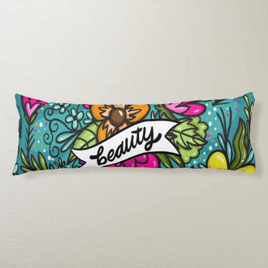 Coussins Longs Beauté de l'oreiller avec fleurs (Devant)