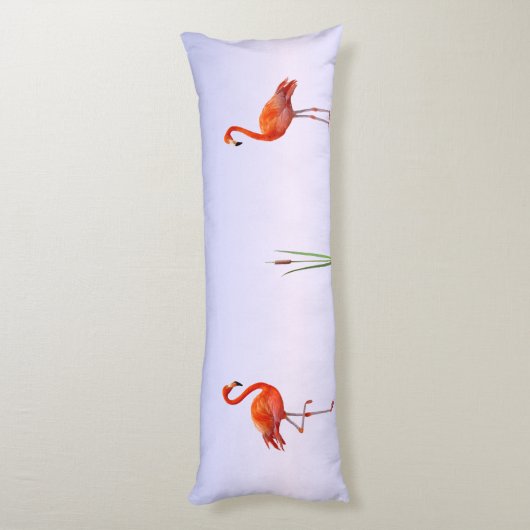 Coussins Longs Beaux Flamants roses roses aux tons bleu clair (Dos (Vertical))