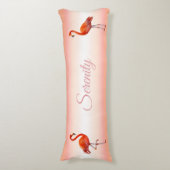 Coussins Longs Beaux flamants roses sur corail rose clair (Devant (Vertical))