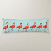 Coussins Longs Beaux Flamants Roses sur Fond Bleu Clair (Dos)