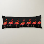 Coussins Longs Beaux flamants roses sur fond noir (Dos)
