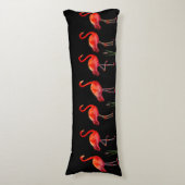 Coussins Longs Beaux flamants roses sur fond noir (Devant (Vertical))