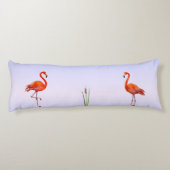 Coussins Longs Beaux flamants roses sur nuances de bleu clair (Dos)