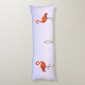 Coussins Longs Beaux flamants roses sur nuances de bleu clair (Dos (Vertical))