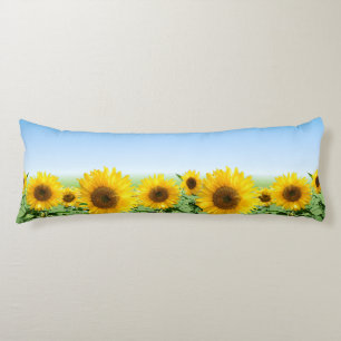Coussins Longs Beaux Tournesols sur Oreiller Corps Bleu Ciel
