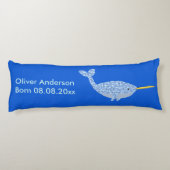 Coussins Longs Bébé bleu mignon Garçon Narwhal Personnalisé Naiss (Dos)