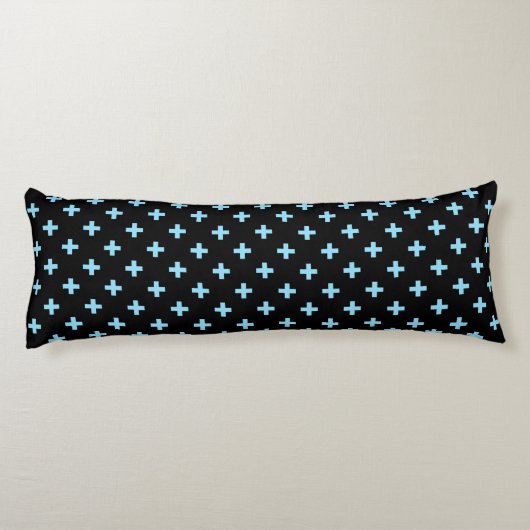 Coussins Longs Bébé bleu polka croise sur noir (Dos)