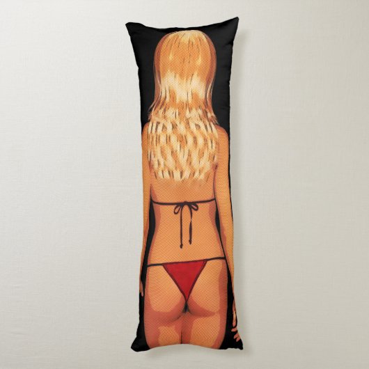 Coussins Longs Bébé blond de bikini de bande dessinée (Dos (Vertical))