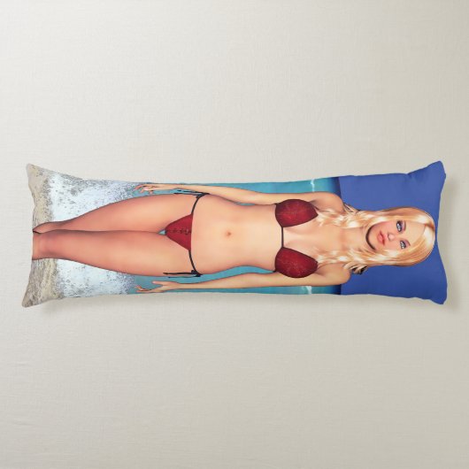 Coussins Longs Bébé blond de plage de bikini (Devant)