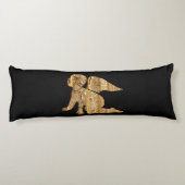 Coussins Longs Bébé brillant Ange Ailes Noir Or Angélique (Dos)