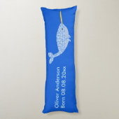 Coussins Longs Bébé Garçon Baleine Narval Bleu Mignon Naissance P (Dos (Vertical))