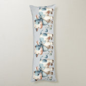 Coussins Longs Bébé Vache Gingham Bleu Pastel Esthétique Ferme (Dos (Vertical))