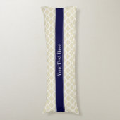 Coussins Longs Beige Blanc Marocain #5 Bleu Marine Nom Monogramme (Devant (Vertical))