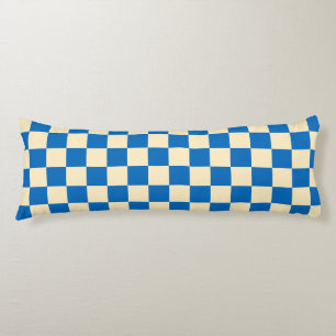 Coussins Longs Beige + Bleu Chèque À damiers Motif en damier