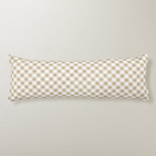 Coussins Longs Beige neutre rustique En vichy Plaid