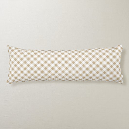 Coussins Longs Beige neutre rustique En vichy Plaid (Devant)