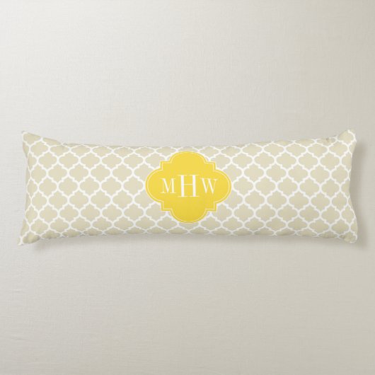 Coussins Longs Beige, Wt Marocain #5 Ananas 3 Monogramme Initial (Devant)