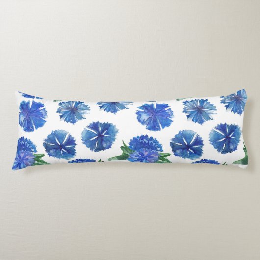 Coussins Longs Belle aquarelle bleu cornfleurs (Devant)