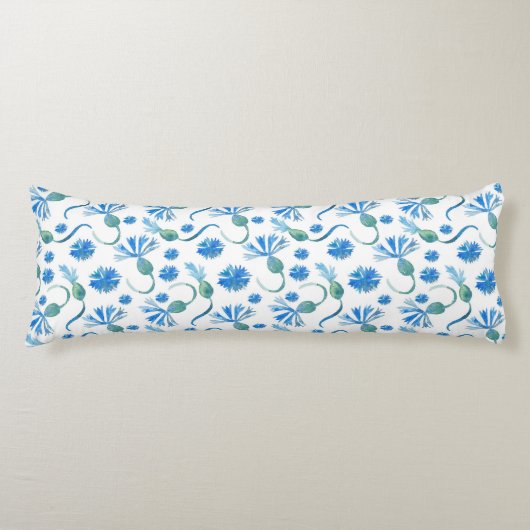 Coussins Longs Belle Aquarelle Bleu cornfleurs (Devant)