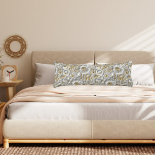 Coussins Longs Belle Flore 3D Blanc Et Or