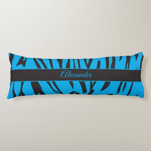 Coussins Longs Belle impression de tigre en bleu et noir (Devant)
